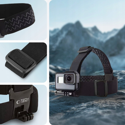 Mbajtëse koke për kamerë Tech-Protect GA100, për GoPro dhe DJI, e zezë