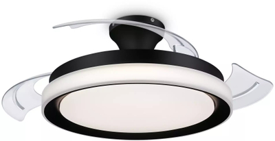 Ventilator tavani me dritë LED Philips Bliss, 35W+28W, me telekomandë, i zi