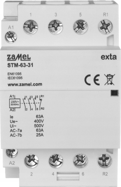 Kontaktor elektrik STM-63-31, 4 polësh, 63A, i bardhë