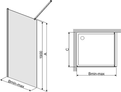 Paravan dushi Sanplast Walk In, 90 cm, xham i tejdukshëm, profil argjendi