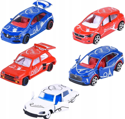 Set vetura lodër Majorette Passenger Car French Touch, 5 copë, 1:64, shumëngjyrëshe