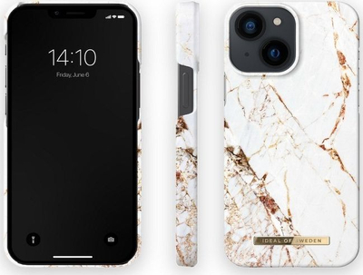 Kopertinë telefoni iDeal of Sweden Fashion Case iPhone 13 Mini Carrara Gold, plastike, shkon me karikim wireless, e bardhë mermeri