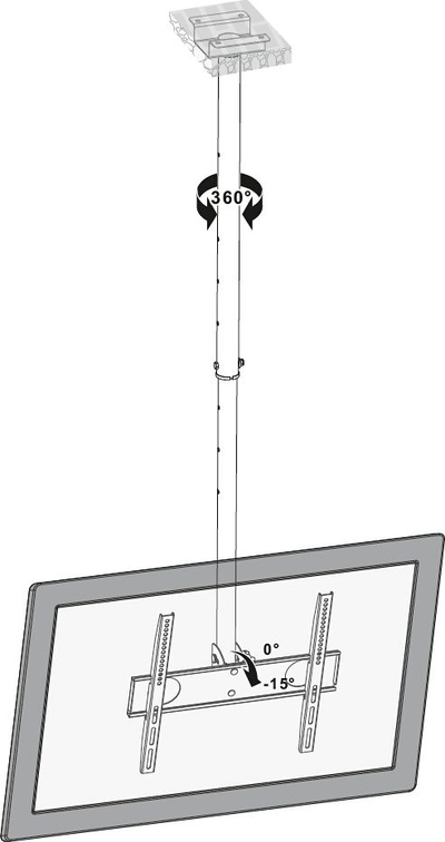 Плафонска држачка за телевизор Brateck PLB-CE344, 32"-55", до 50 kg, црна