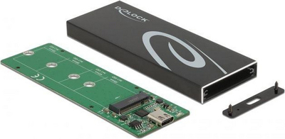 Kuti e jashtme SSD Delock 42003, M.2 SATA, USB C 3.2 Gen 2, argjendtë