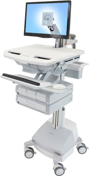 Karrocë mjekësore Ergotron StyleView SV44-1261-2, krah LCD, 6 sirtarë, e bardhë