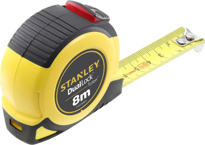 Metër rrotullues Stanley DualLock, 8 m, trup ABS çelik, verdh e zez