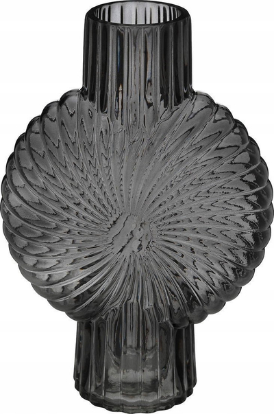 Vazo qelqi Atmosphera Glass Shell, 32 cm, për zbukurim, gri e errët