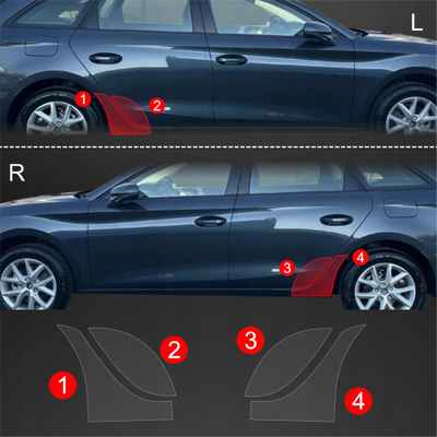 Folie mbrojtëse GrizzGlass BodyShield për nadkola Seat Leon 2024-2025, set 4 në 1, transparente