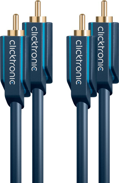 Kabllo audio ClickTronic Casual Series, RCA 2xM në 2xM, 10m, blu e errët