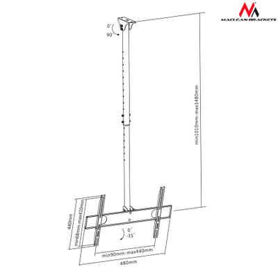 Mbajtëse muri dhe tavani Maclean MC-631/MC-541, 32-65", 50kg, e zezë