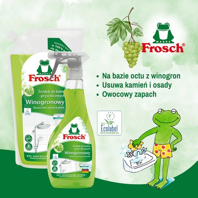 Solucion për kabinë dushi Frosch Grape, kundër gëlqeres, rimbushës 1L