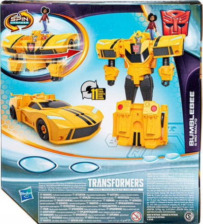 Figurë aksioni Hasbro Transformers EarthSpark Bumblebee Spin Changer, 20 cm, me figurinë Mo Malto 5 cm, e verdhë