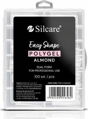 Двојни форми за акрилен гел Silcare Dual Forms Clear Almond, 100 парчиња, проѕирни