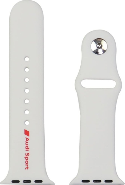 Ремче за рака Audi Sport за Apple Watch, силикон, 44 45 46 49mm, бело