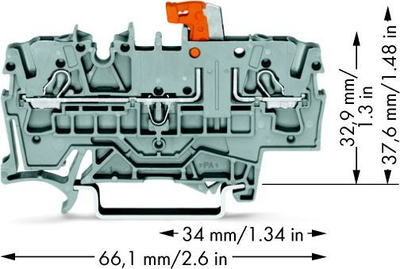 Bllok terminal i ndashëm Wago 2002-1671, 2.5mm², 16A, gri
