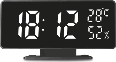Orë alarmi Greenblue GB395, LED dixhitale, temperaturë dhe lagështi, e zezë