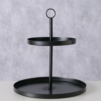 Stendë dekorative Boltze 2 nivele, metal, Ø 30cm, e zezë matte