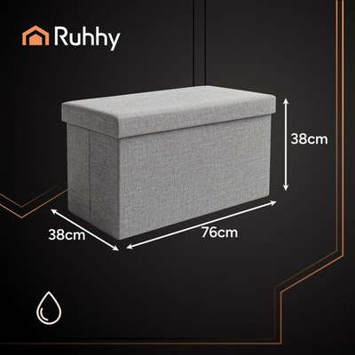 Stol ottoman palosës Ruhhy 26131, 76x38x38cm, me vend për me fut gjëra, gri