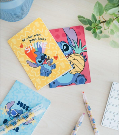 Set shënuesish Disney Stitch Tropical, fletore A6, markerë me ngjyra, blu