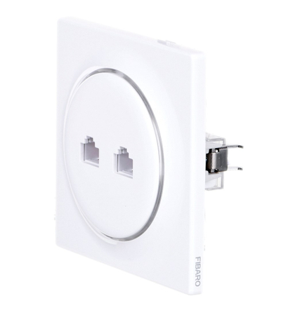Prizë murale Fibaro Walli N, 2x RJ45 Cat6, e bardhë