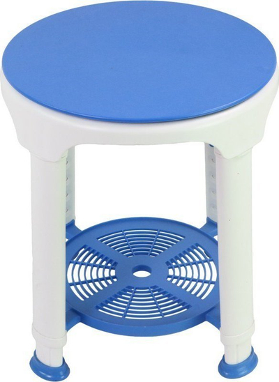 Karrige rrotulluese dushi Shower Stool, ulëse 360°, lartësi e rregullueshme, e bardhë