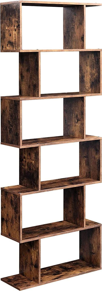 Raft librash Leobert LBC61BX, 6 rafte, stil rustic, ngjyrë kafe rustic