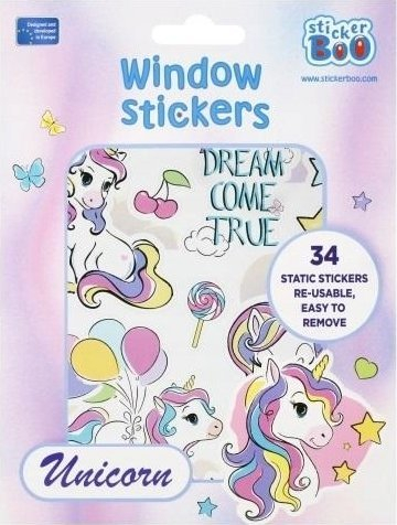 Sticker për dritare Sticker Boo Unicorn, set dekorimi, shumëngjyrësh