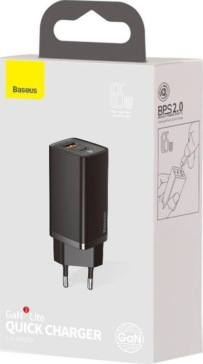 Karikues muri Baseus GaN2 Lite CCGAN2L-B01, 65W, 1x USB C 1x USB A, i bardhë