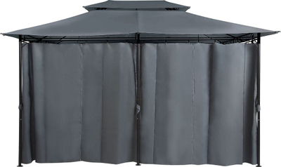 Çadër kopshti Beliani Gazebo Colos, metal 4x3 m, me perde, gri grafit