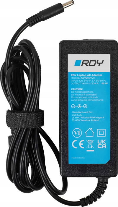 Karikues laptopi GreenCell RDY AD75RDYV2, 65W 19.5V 3.34A, për Dell Inspiron, ngjyrë e zezë
