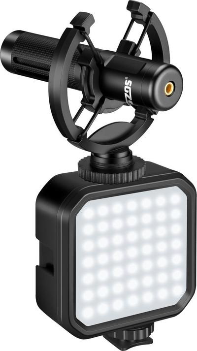 Set vlogimi Mozos VLK1, mikrofon kondensator, dritë LED RGB, i zi