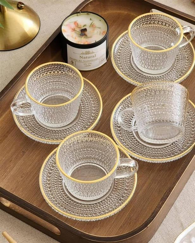 Filxhana qelqi 6+6 Transparente me detaje gold. UNIMIKS