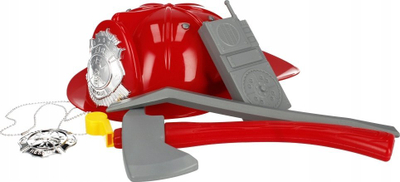 Set lodër zjarrfikësi Mega Creative 524917, me helmetë dhe gjëra shoqëruese, i kuq