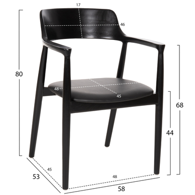 Set ngrënieje 5-pjesësh Kingsley Φ120x?cm & 4 karrige (HM21075.02), zezë