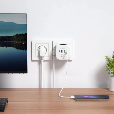 Prizë e zgjuar Tech-Protect PCL3X4, 3xAC, 2xUSB 2xUSB-C, e bardhë
