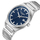 Orë dore meshkujsh Lee Cooper LC08288.390, 42mm, rrip argjendi, e kaltër e errët