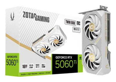 Kartë grafike Zotac NVIDIA GeForce RTX 5060 Ti Twin Edge OC White, 16GB GDDR7, Blackwell, e bardhë
