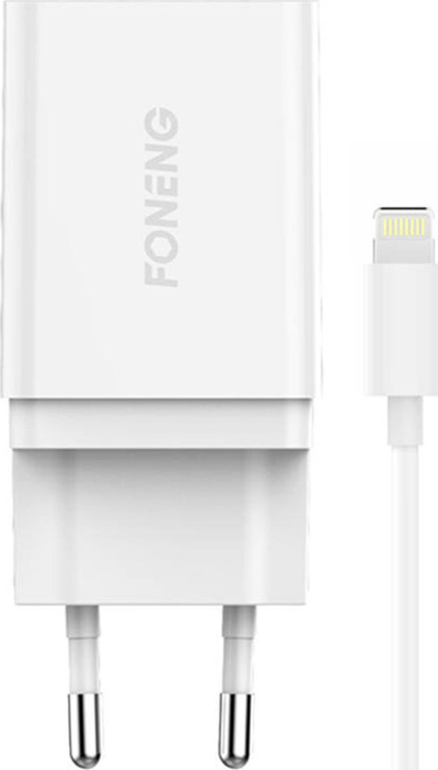 Karikues muri Foneng K300, 1xUSB 3A, me kabllo USB Lightning, i bardhë
