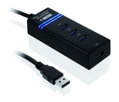 USB HUB iBOX IUH3FB, 4x USB-A 3.0, 50 cm, i zi