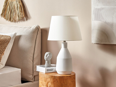 Lampë tavoline Beliani Lambre, qeramike, 53 cm, e bardhë