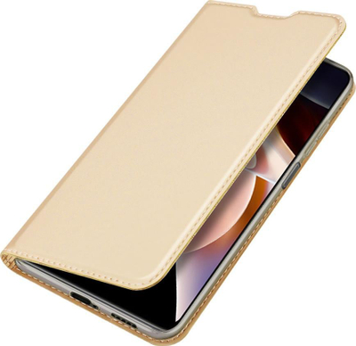 Këllëf flip Dux Ducis Skin Pro për Poco M4 Pro 5G, funksion qëndrimi, xhep për kartela, ngjyrë ari