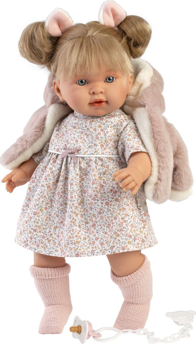 Kukull bebe Llorens Alexandra 42282, 42 cm, me biberon, rozë