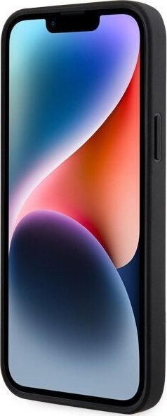 Mbështjellës telefoni Karl Lagerfeld Saffiano Monogram Ikonik për iPhone 14 Plus, lëkurë eko, shkon me karikim me valë, i zi
