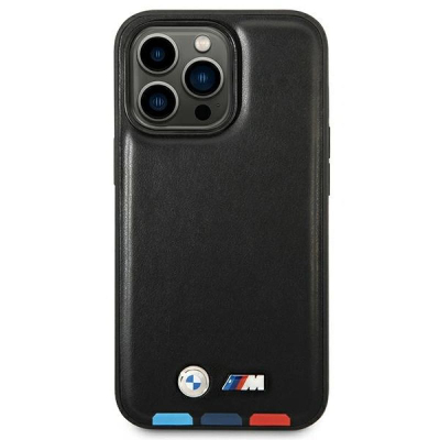 Kapak telefoni BMW M Collection për iPhone 14, lëkurë PU, i zi