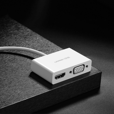 Përshtatës UGREEN USB C në HDMI VGA, 4K, Plug and Play, i bardhë