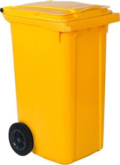 Kontenier plehrash Prosperplast MEC1, 120L, për plastikë edhe hekurishte, i verdhë
