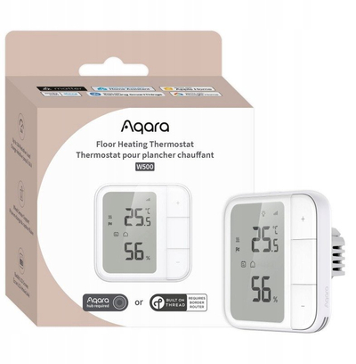 Termostat për ngrohje nën dysheme Aqara W500, i zgjuar, Thread edhe Zigbee, i bardhë
