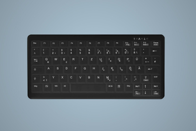 Tastierë Contour Design Active Key AK-C4110, industriale, USB, layout gjerman, e zezë