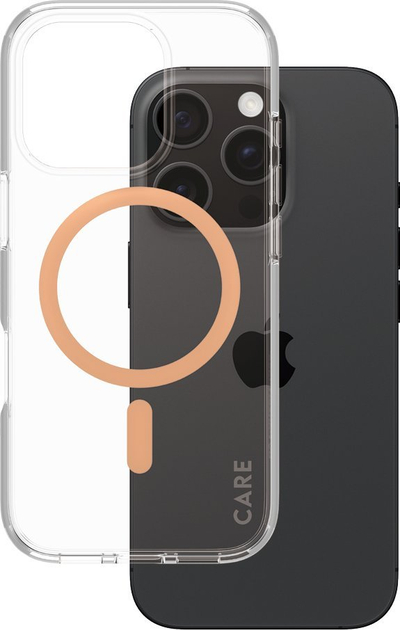 Mbulesë PanzerGlass 0 CARE Flagship Case për iPhone 16 Pro, MagSafe, transparente Urban Combat Peach