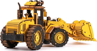 Puzzle 3D druri Robotime ROETG509K, buldozer punimesh, model DIY, i verdhë